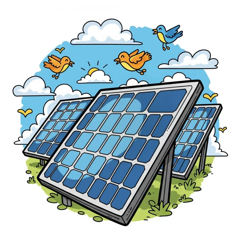 Dibujos de Paneles Solares tipo caricatura